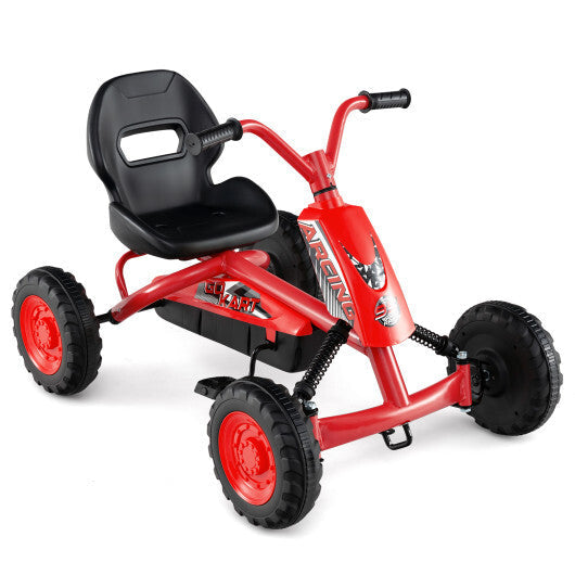 Go Kart for Kids 4 Wheel with Steering Handlebars and Adjustable Seat-Navy LuxuryLifeWay Online Store