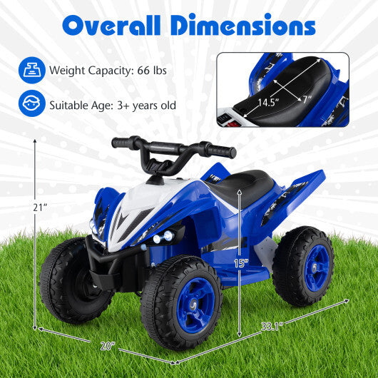 12V Kids Ride On ATV 4-Wheeler Quad with LED Lights and 7 mph Max Speed-Navy - Color: Navy LuxuryLifeWay Online Store
