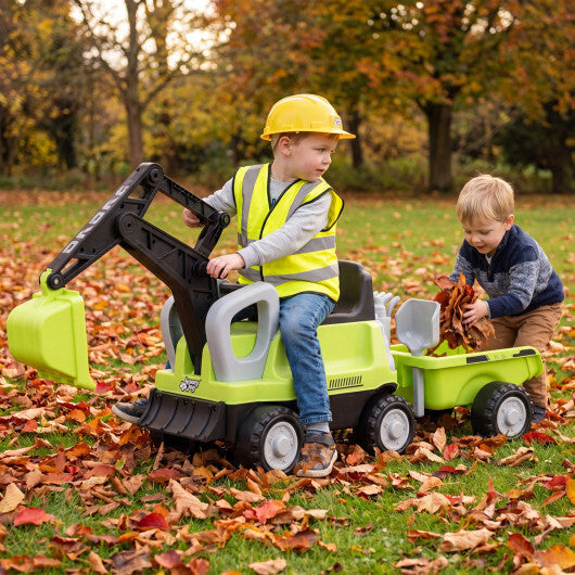 2-In-1 Kids Ride on Tractor with Digging Arm and Detachable Trailer-Yellow LuxuryLifeWay Online Store