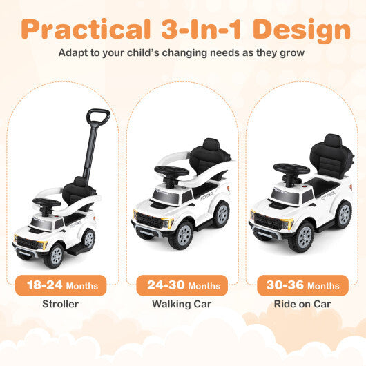3-In-1 Licensed Ford Push Car for Toddlers-White - Color: White LuxuryLifeWay Online Store