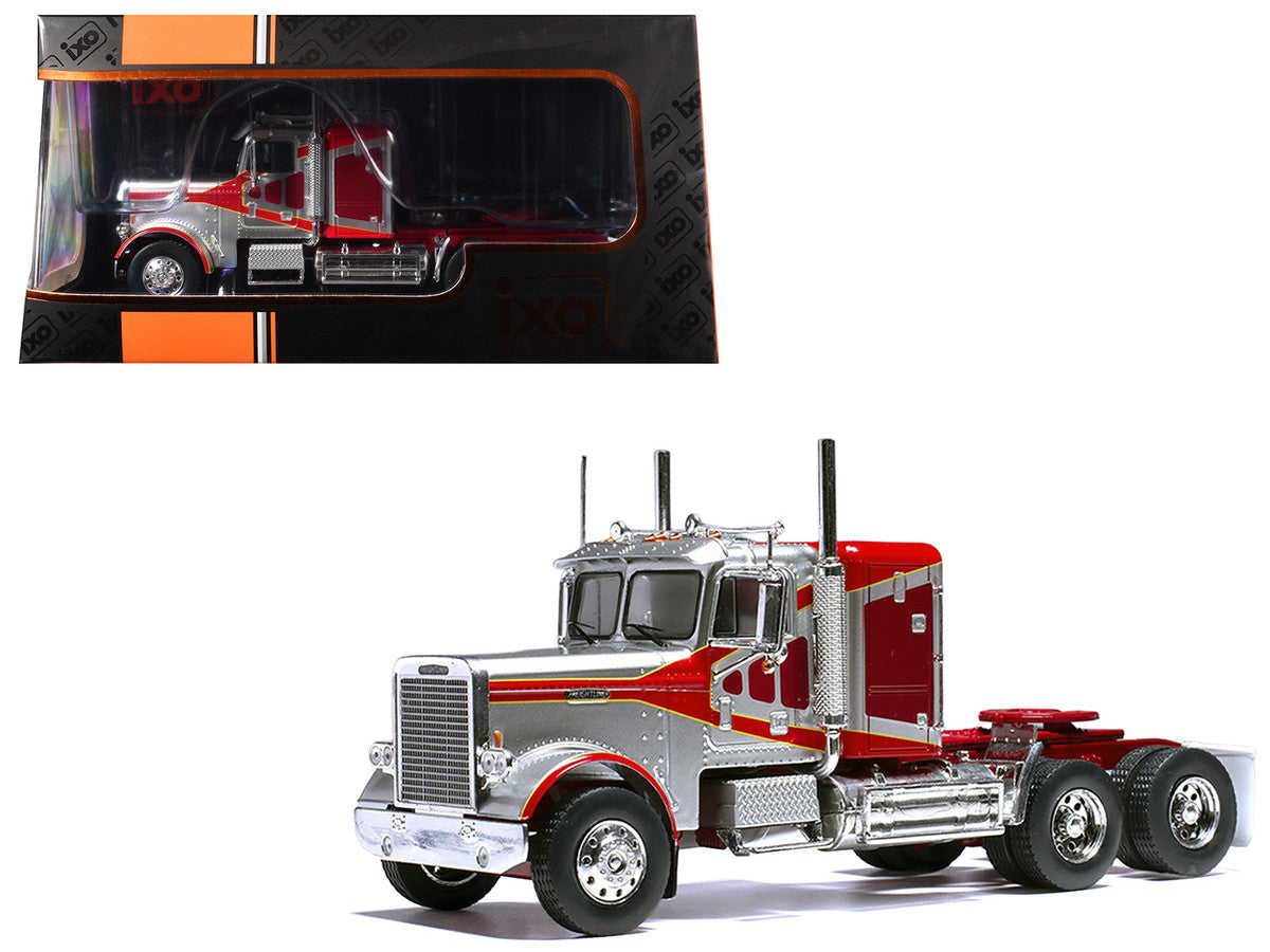 1977 Freightliner FLC 120 64 T Truck Tractor Red and Silver Metallic 1/43 Diecast Model by IXO Models LuxuryLifeWay Online Store