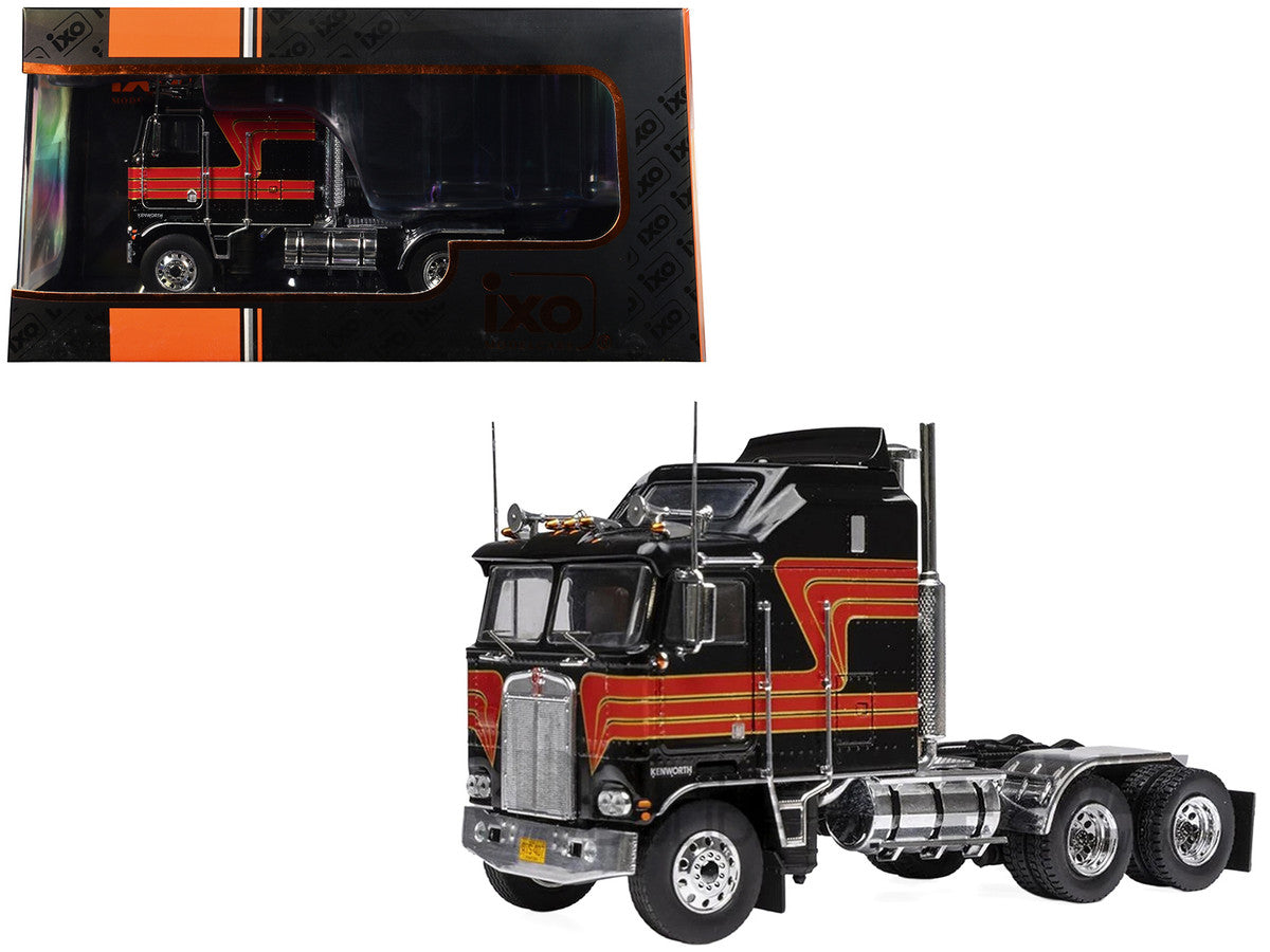 1976 Kenworth K100 Aerodyne Truck Tractor Black with Red Stripes 1/43 Diecast Model by IXO Models LuxuryLifeWay Online Store