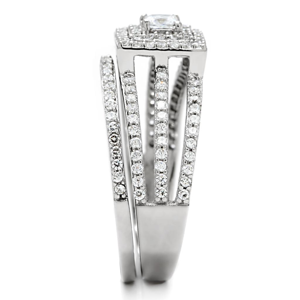 TS003 - Rhodium 925 Sterling Silver Ring with AAA Grade CZ in Clear LuxuryLifeWay Online Store