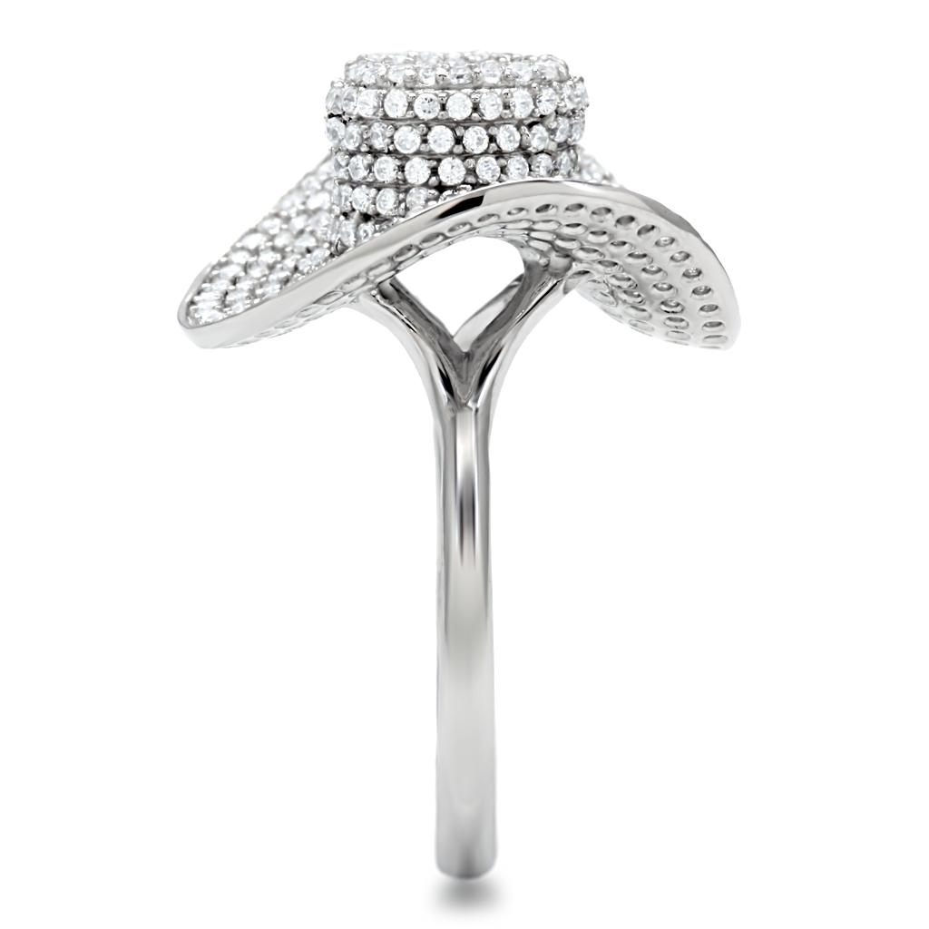 TS015 - Rhodium 925 Sterling Silver Ring with AAA Grade CZ in Clear LuxuryLifeWay Online Store