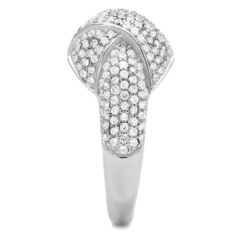 TS016 - Rhodium 925 Sterling Silver Ring with AAA Grade CZ in Clear LuxuryLifeWay Online Store