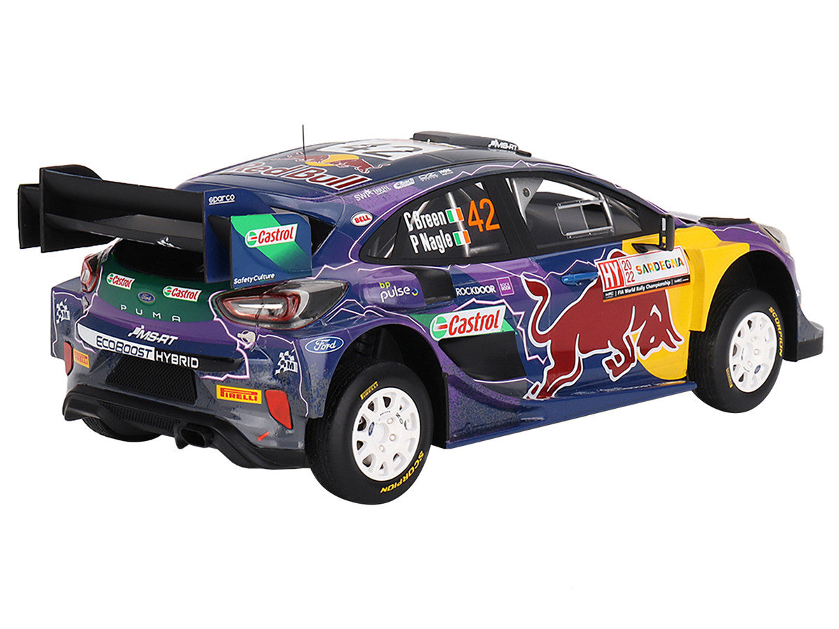 Ford Puma Rally1 #42 Craig Breen - Paul Nagle "M-Sport Ford WRT" 2nd Place "Rally Italia Sardegna" (2022) 1/18 Model Car by Top Speed LuxuryLifeWay Online Store
