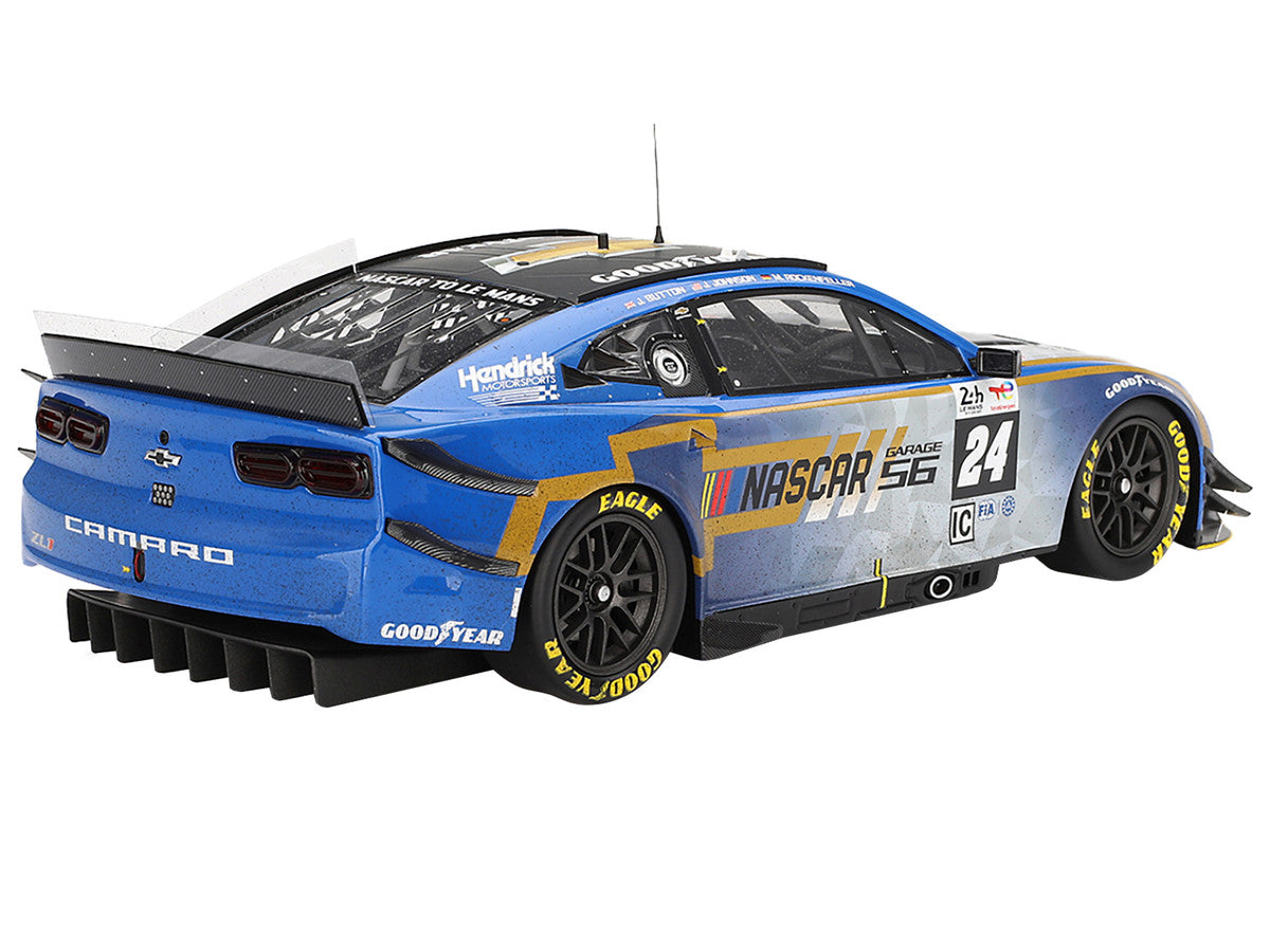 Chevrolet Camaro ZL1 #24 Jenson Button - Jimmie Johnson - Mike Rockenfeller (Post-Race Weathered Version) "Hendrick Motorsports - NASCAR Next Gen Garage 56" Innovative "24 Hours of Le Mans" (2023) 1/18 Model Car by Top Speed LuxuryLifeWay Online Store