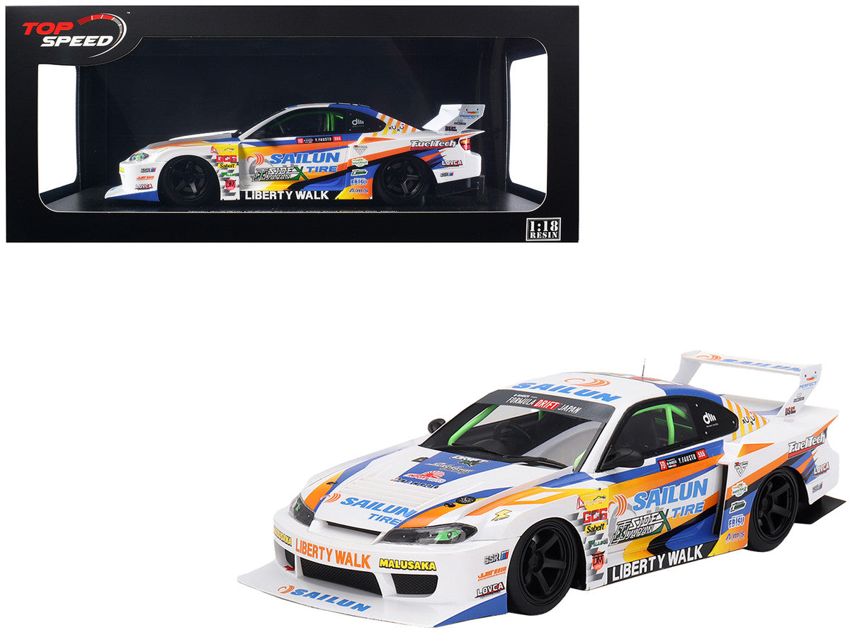 Nissan LB-Super Silhouette S15 SILVIA #555 Yukio Fausto "Formula Drift Japan" (2023) 1/18 Model Car by Top Speed LuxuryLifeWay Online Store