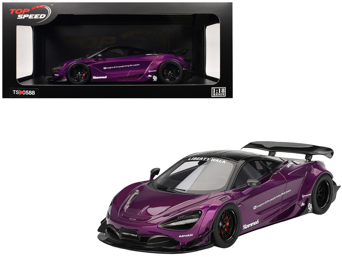McLaren 720S "LB-Works" Purple Metallic with Black Top 1/18 Model Car by Top Speed LuxuryLifeWay Online Store