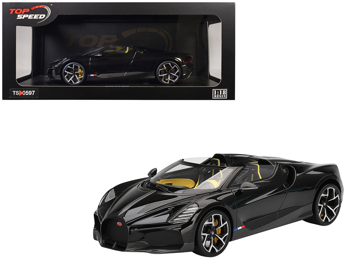 Bugatti W16 Mistral Black with Yellow Interior 1/18 Model Car by Top Speed LuxuryLifeWay Online Store