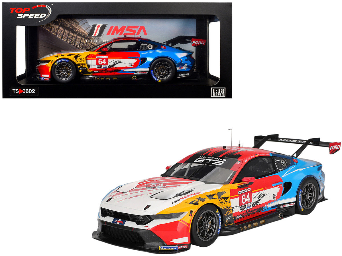 Ford Mustang GT3 #64 Mike Rockenfeller - Harry Tincknell "Ford Multimatic Motorsports" "Motul Course de Monterey - Laguna Seca" (2024) 1/18 Model Car by Top Speed LuxuryLifeWay Online Store