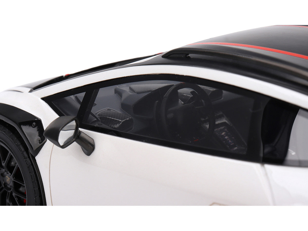 Lamborghini Huracan Sterrato Bianco Asopo White with Matt Black Top and Red Stripes 1/18 Model Car by Top Speed LuxuryLifeWay Online Store