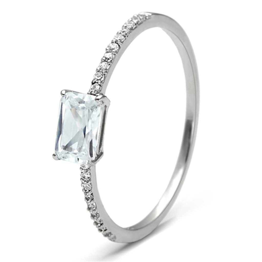 TS082 - Rhodium 925 Sterling Silver Ring with AAA Grade CZ in Clear LuxuryLifeWay Online Store