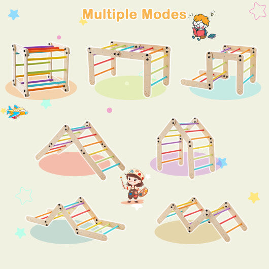Climbing Triangle Ladder Toy Indoor Jungle Gym with Reversible Ramp-Multicolor LuxuryLifeWay Online Store