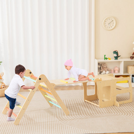 7-in-1 Toddler Climbing Toy Connected Table and Chair Set for Boys and Girls Aged 3-14 Years Old-Multicolor LuxuryLifeWay Online Store
