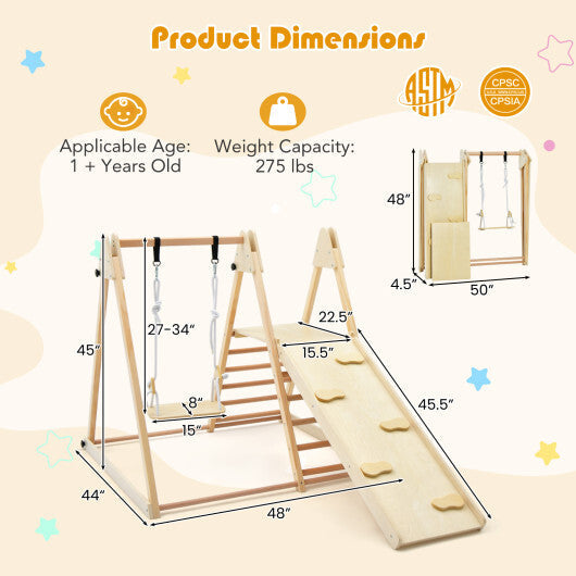 5-in-1 Indoor Jungle Gym Foldable Climber Playset with Fun Slide and Adjustable Swing LuxuryLifeWay Online Store