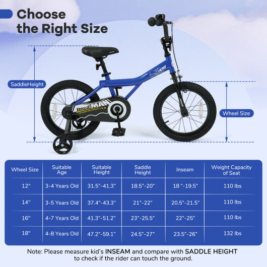 16 Inch Kids Bike with Helmet Protective Set Dark Blue LuxuryLifeWay Online Store