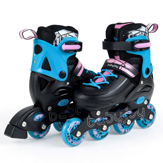 4-Size Adjustable Light-Up Kids Inline Skates for Kids Ages 7-9-Blue LuxuryLifeWay Online Store