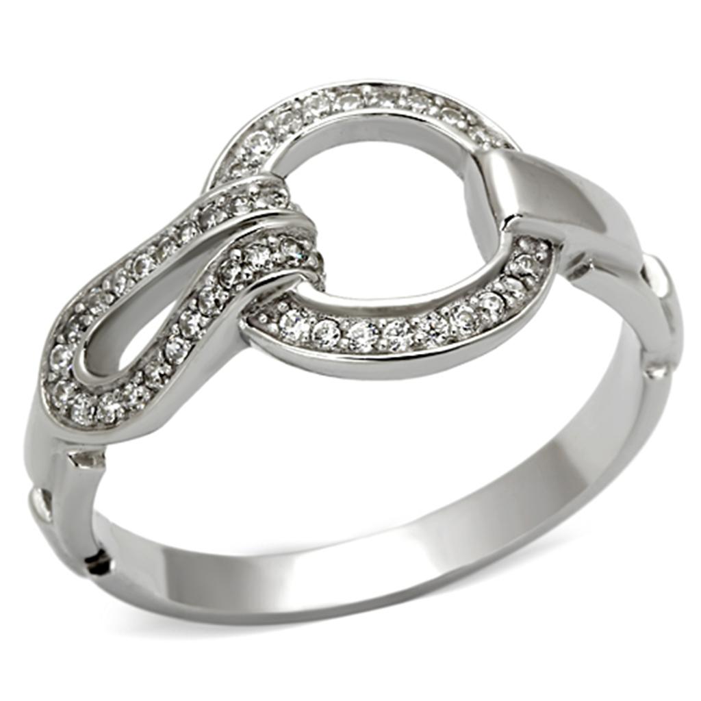 TS105 - Rhodium 925 Sterling Silver Ring with AAA Grade CZ in Clear LuxuryLifeWay Online Store
