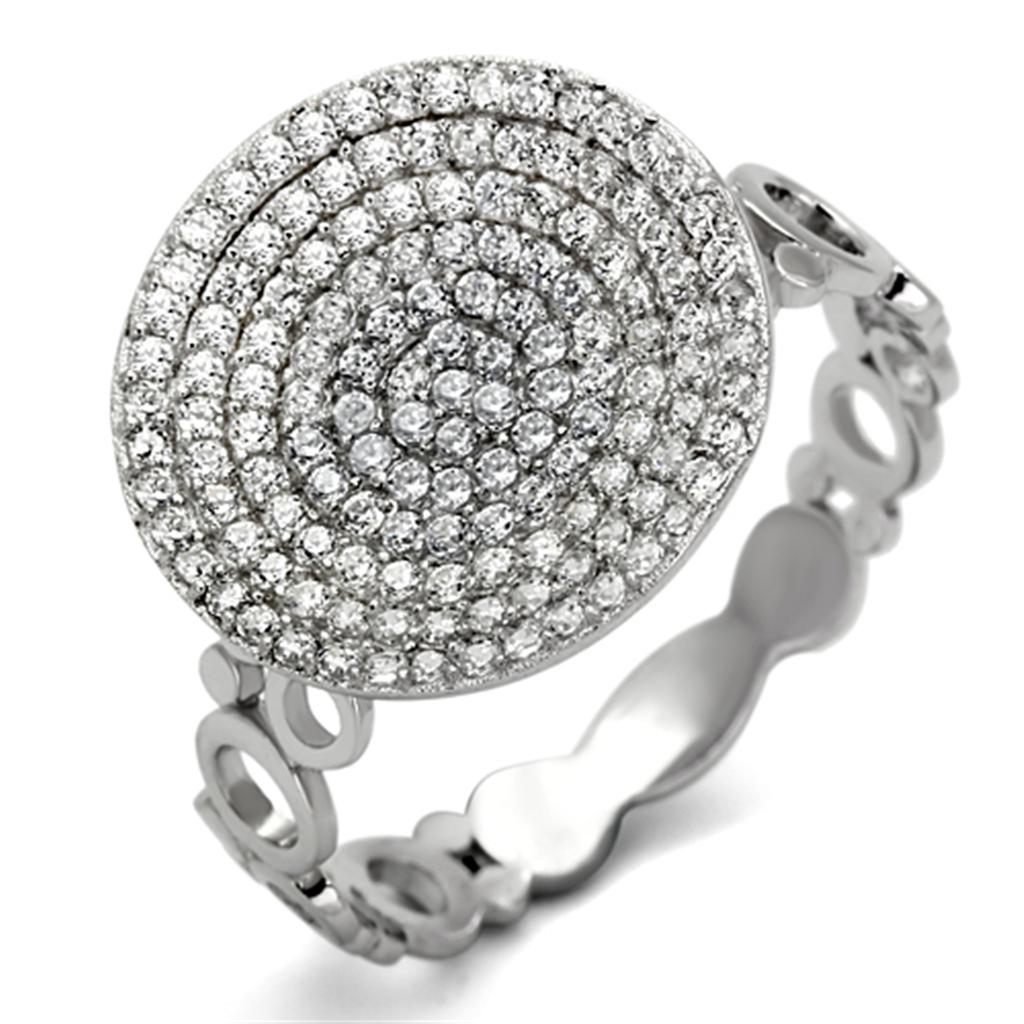 TS121 - Rhodium 925 Sterling Silver Ring with AAA Grade CZ in Clear LuxuryLifeWay Online Store