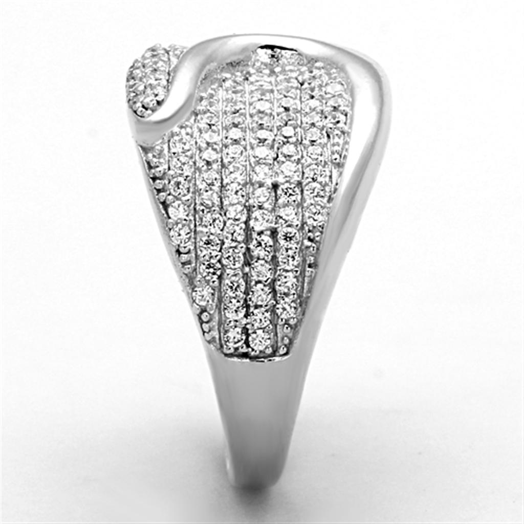 TS148 - Rhodium 925 Sterling Silver Ring with AAA Grade CZ in Clear LuxuryLifeWay Online Store