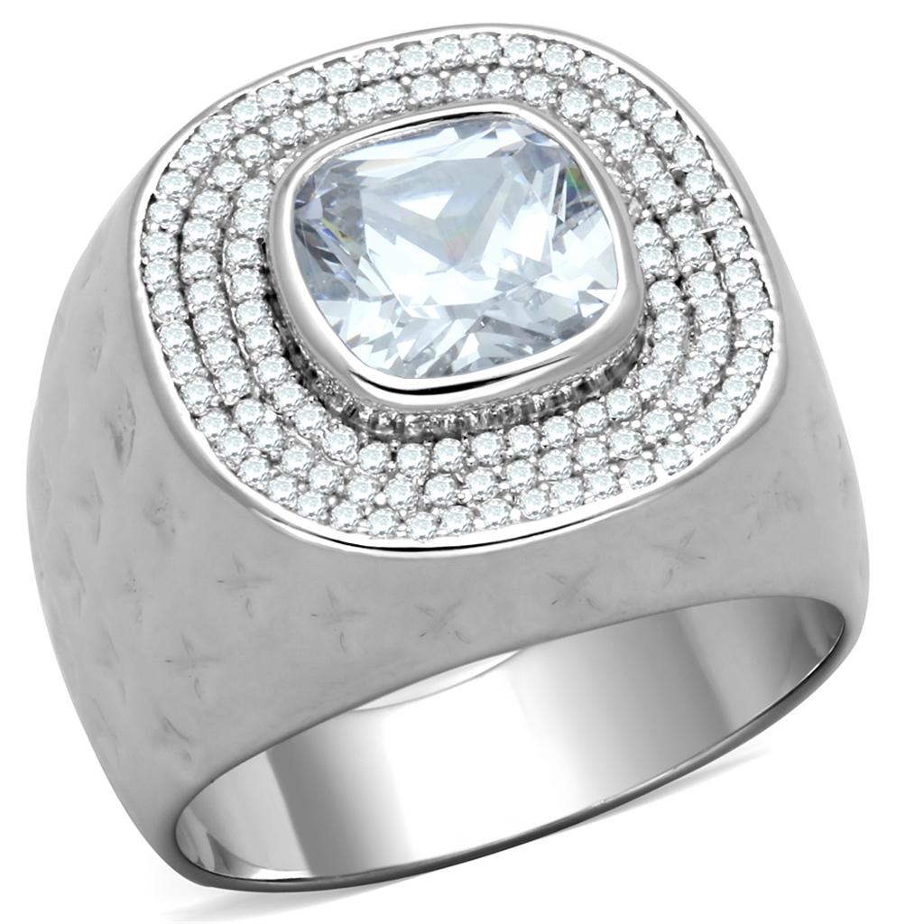 TS231 - Rhodium 925 Sterling Silver Ring with AAA Grade CZ in Clear LuxuryLifeWay Online Store