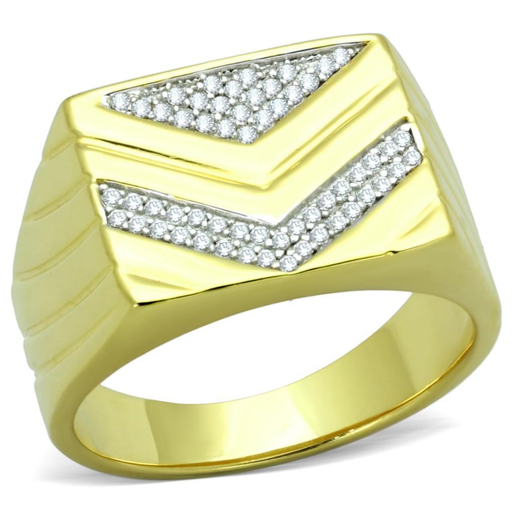 TS234 - Gold+Rhodium 925 Sterling Silver Ring with AAA Grade CZ in Clear LuxuryLifeWay Online Store
