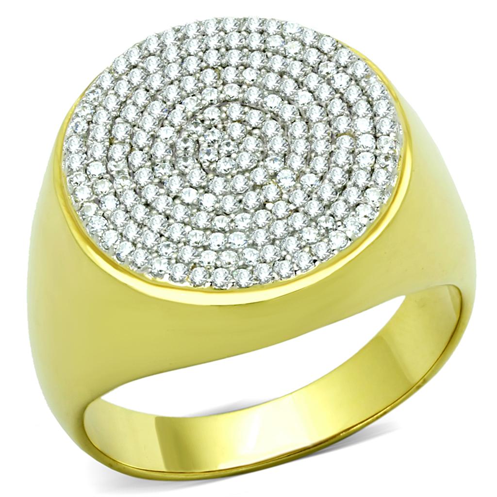 TS238 - Gold+Rhodium 925 Sterling Silver Ring with AAA Grade CZ in Clear LuxuryLifeWay Online Store
