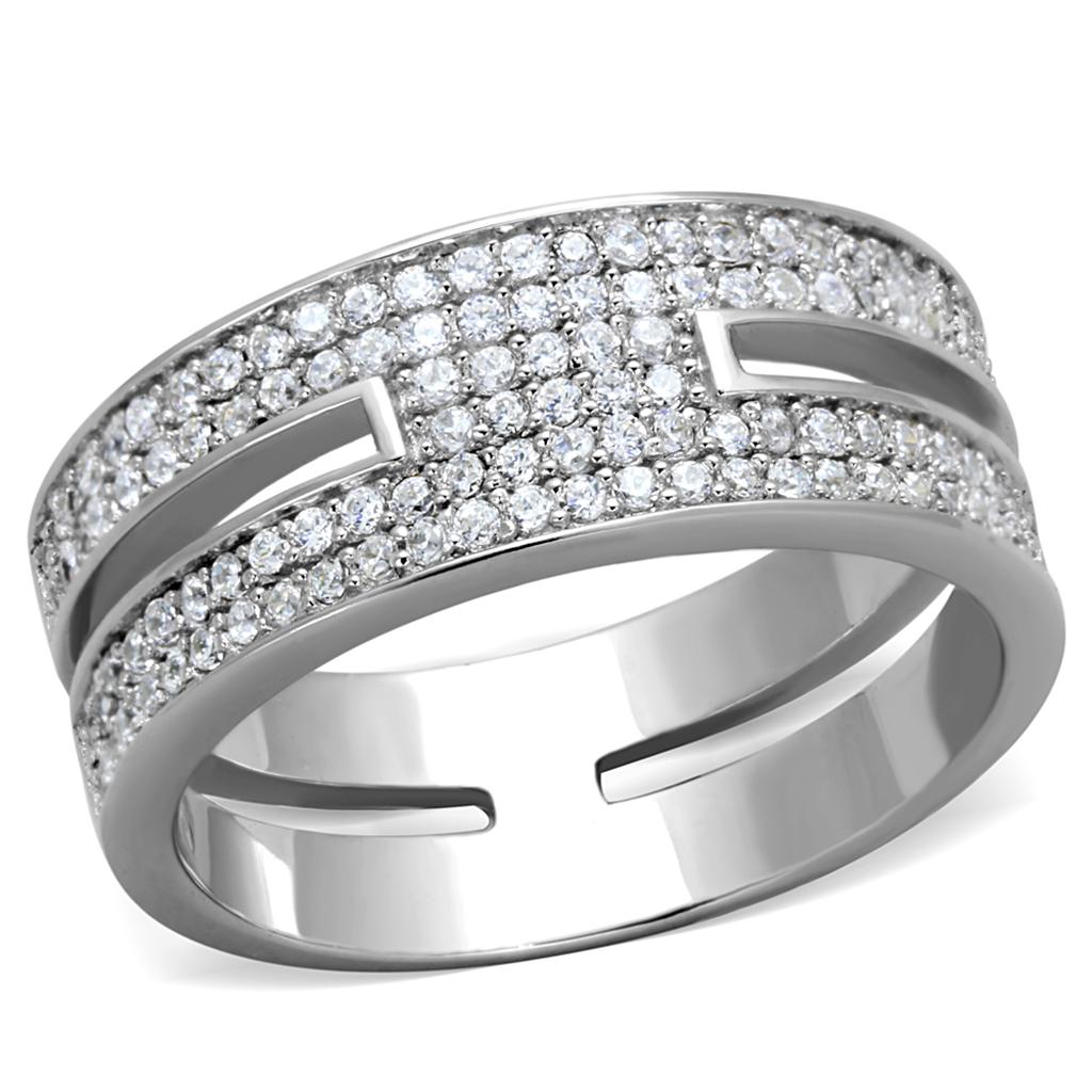 TS273 - Rhodium 925 Sterling Silver Ring with AAA Grade CZ in Clear LuxuryLifeWay Online Store