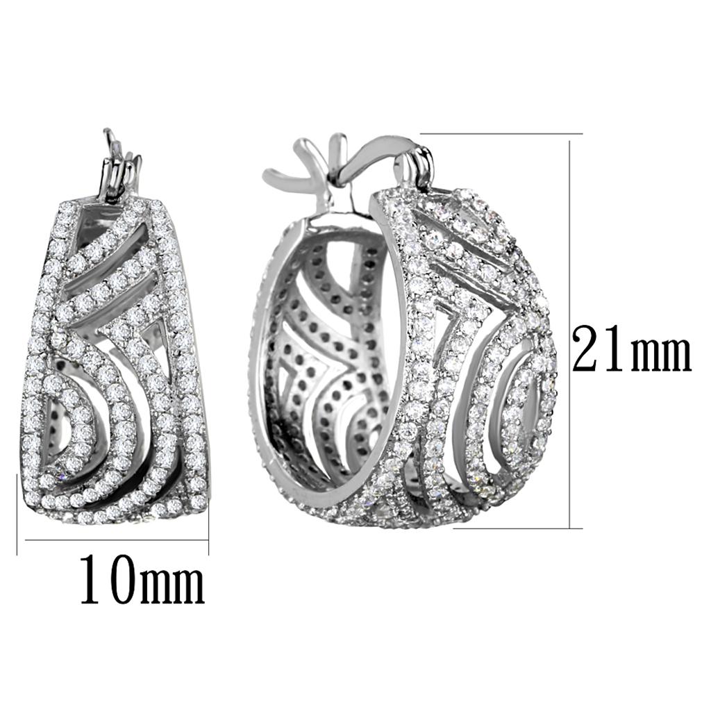 TS296 - Rhodium 925 Sterling Silver Earrings with AAA Grade CZ in Clear LuxuryLifeWay Online Store