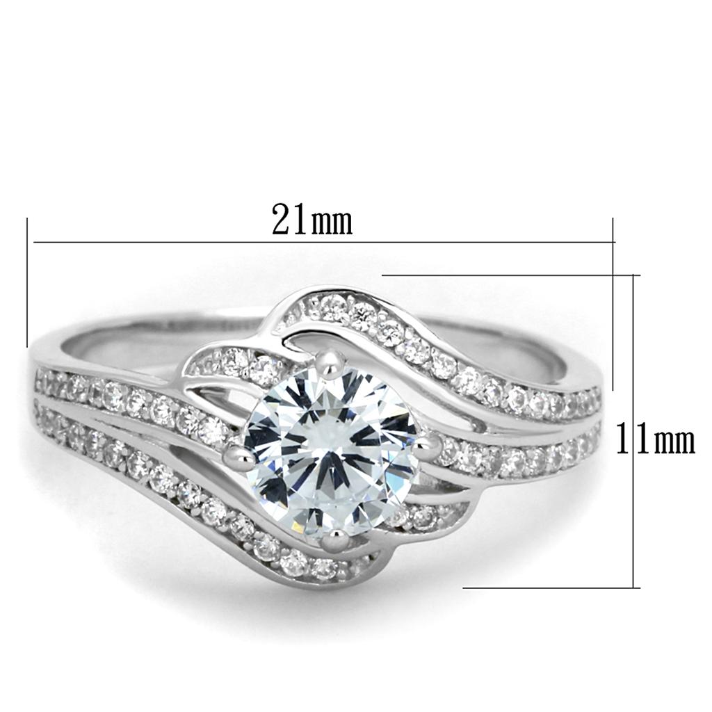 TS303 - Rhodium 925 Sterling Silver Ring with AAA Grade CZ in Clear LuxuryLifeWay Online Store