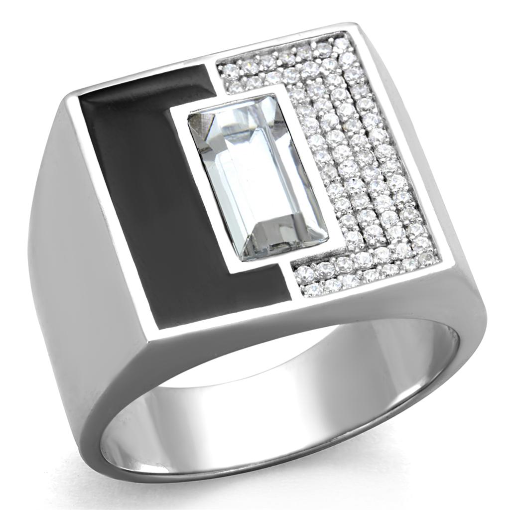 TS388 - Rhodium 925 Sterling Silver Ring with Top Grade Crystal in Clear LuxuryLifeWay Online Store