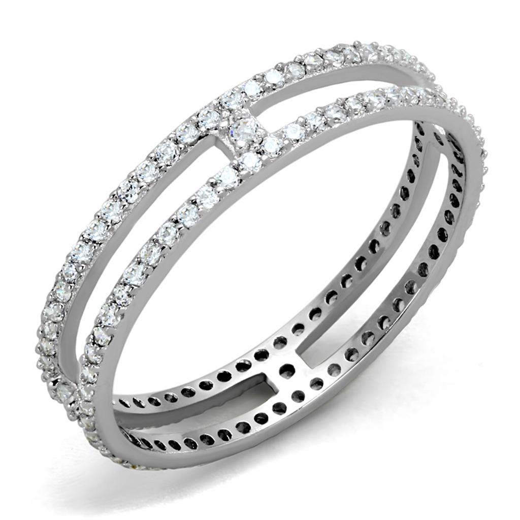 TS434 - Rhodium 925 Sterling Silver Ring with AAA Grade CZ in Clear LuxuryLifeWay Online Store