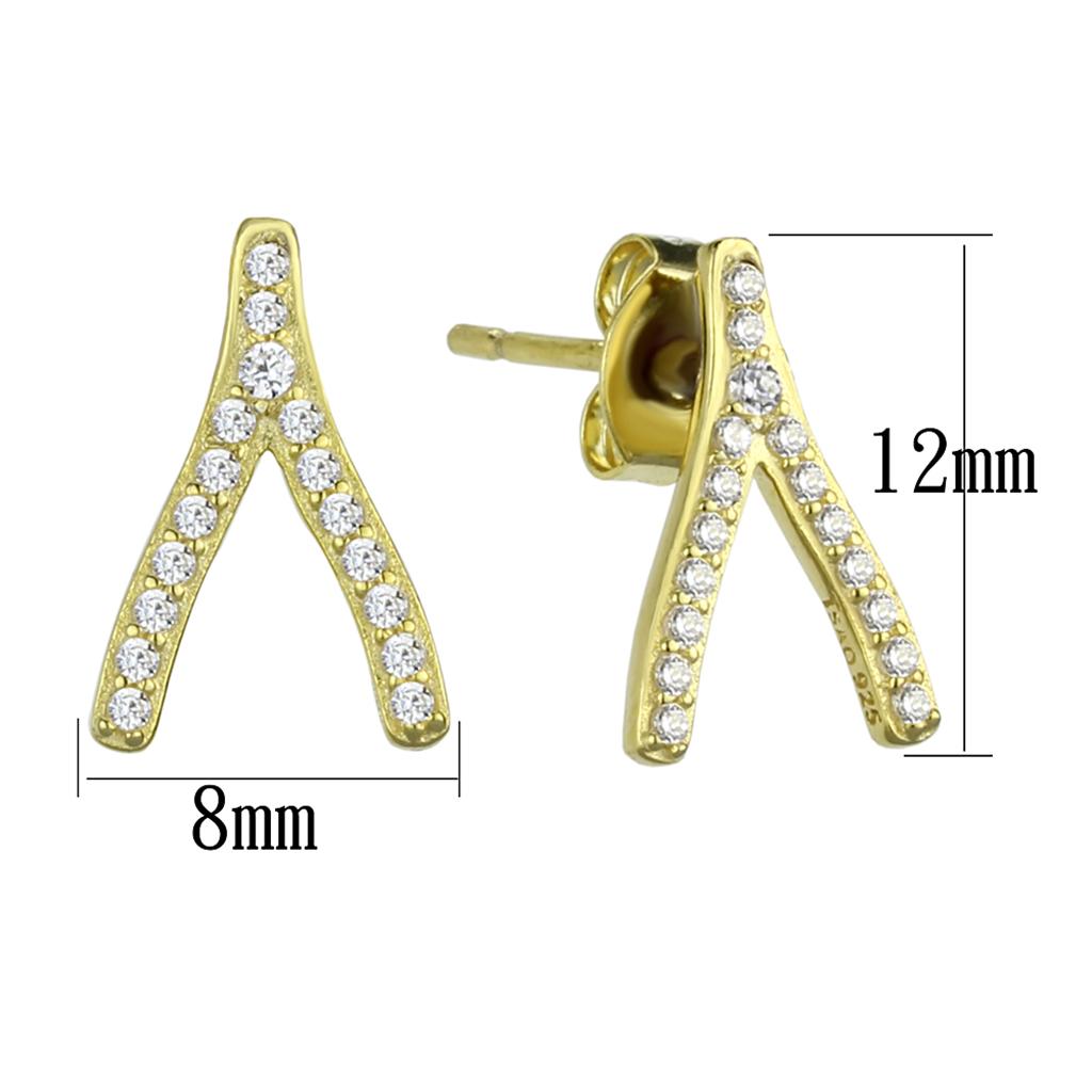 TS443 - Gold 925 Sterling Silver Earrings with AAA Grade CZ in Clear LuxuryLifeWay Online Store