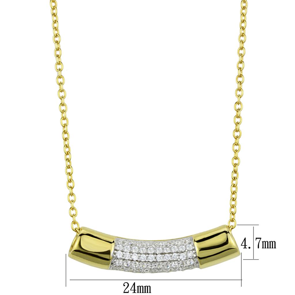 TS452 - Gold+Rhodium 925 Sterling Silver Chain Pendant with AAA Grade CZ in Clear LuxuryLifeWay Online Store