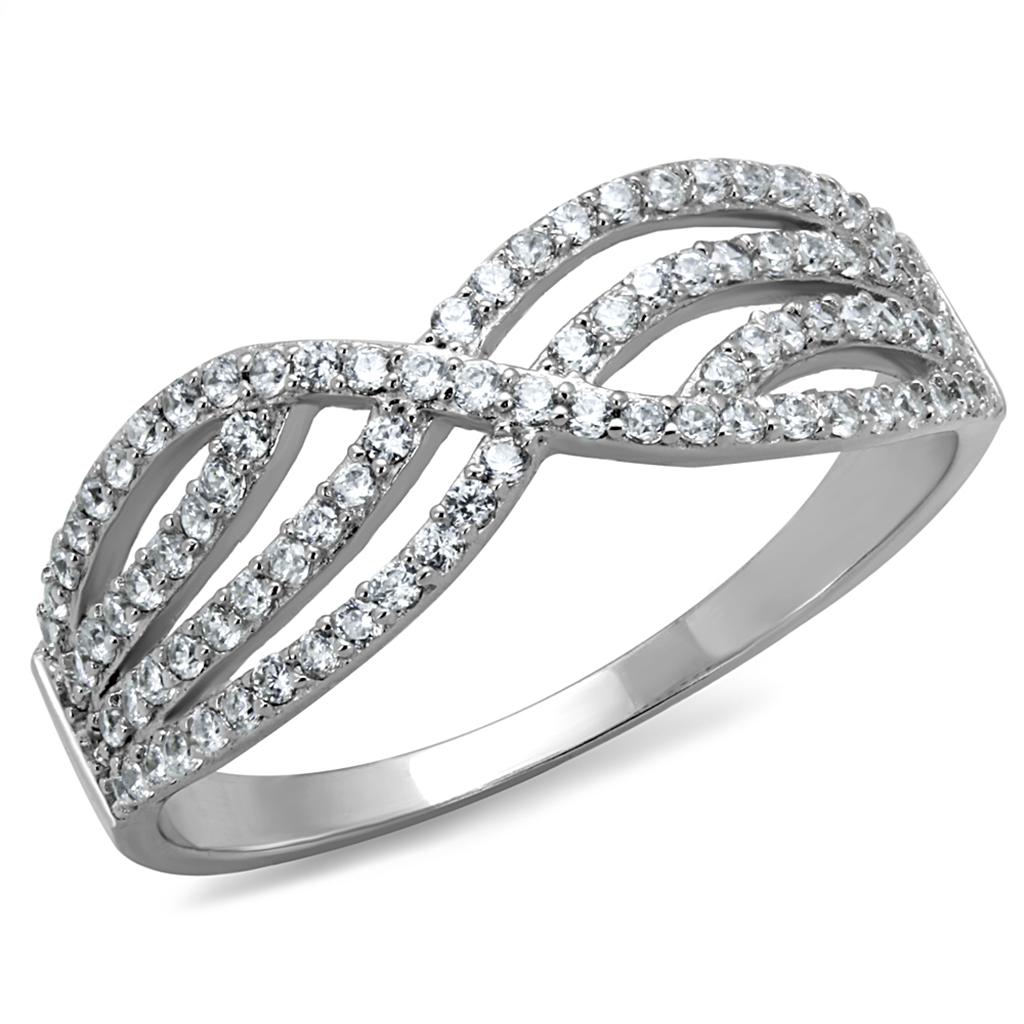TS516 - Rhodium 925 Sterling Silver Ring with AAA Grade CZ in Clear LuxuryLifeWay Online Store