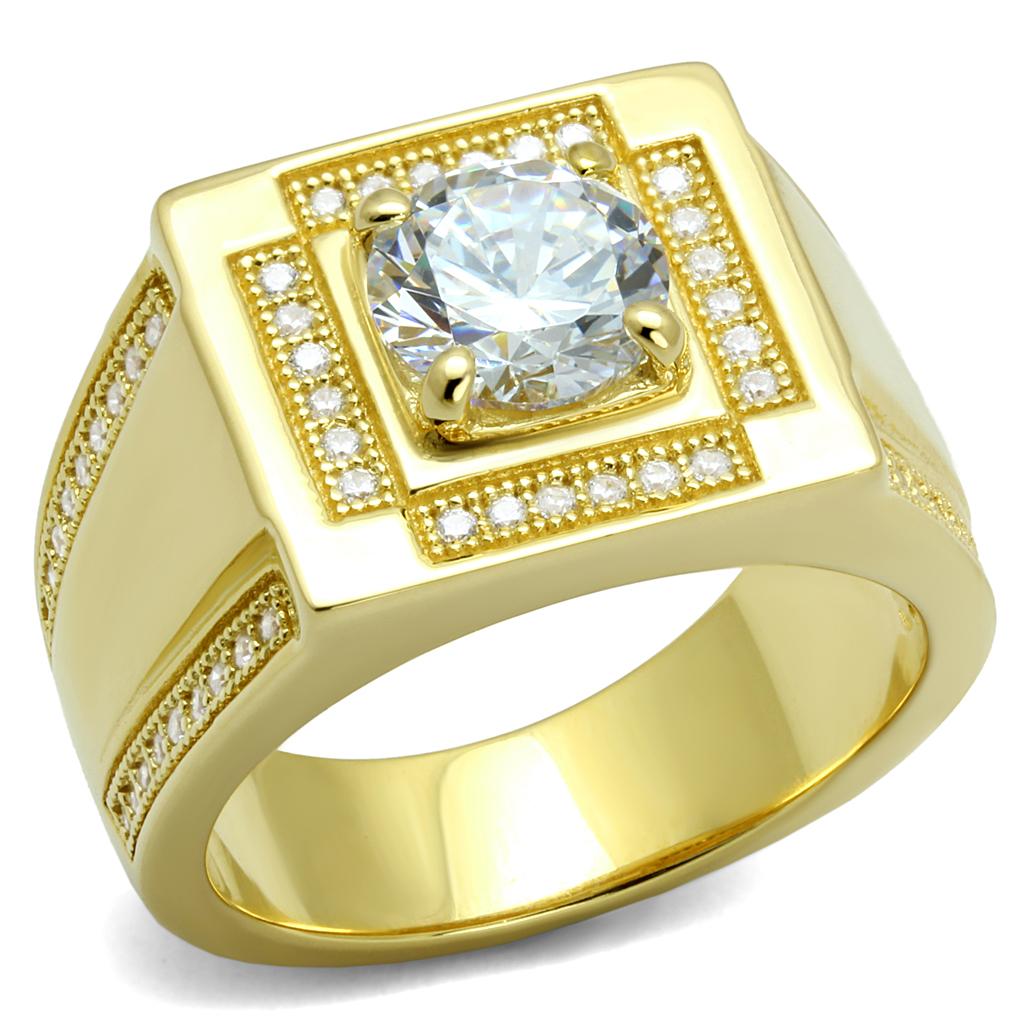 TS552 - Gold 925 Sterling Silver Ring with AAA Grade CZ in Clear LuxuryLifeWay Online Store
