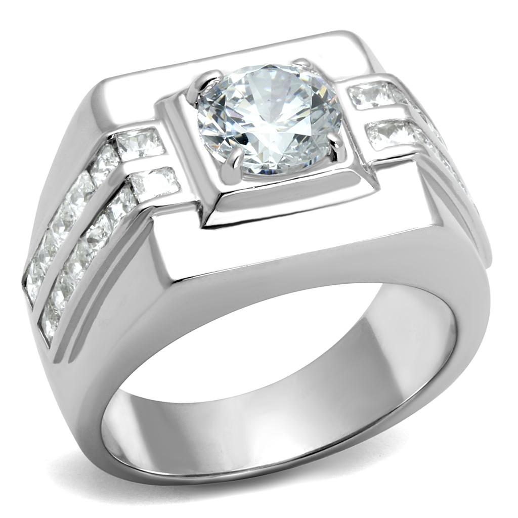TS553 - Rhodium 925 Sterling Silver Ring with AAA Grade CZ in Clear LuxuryLifeWay Online Store