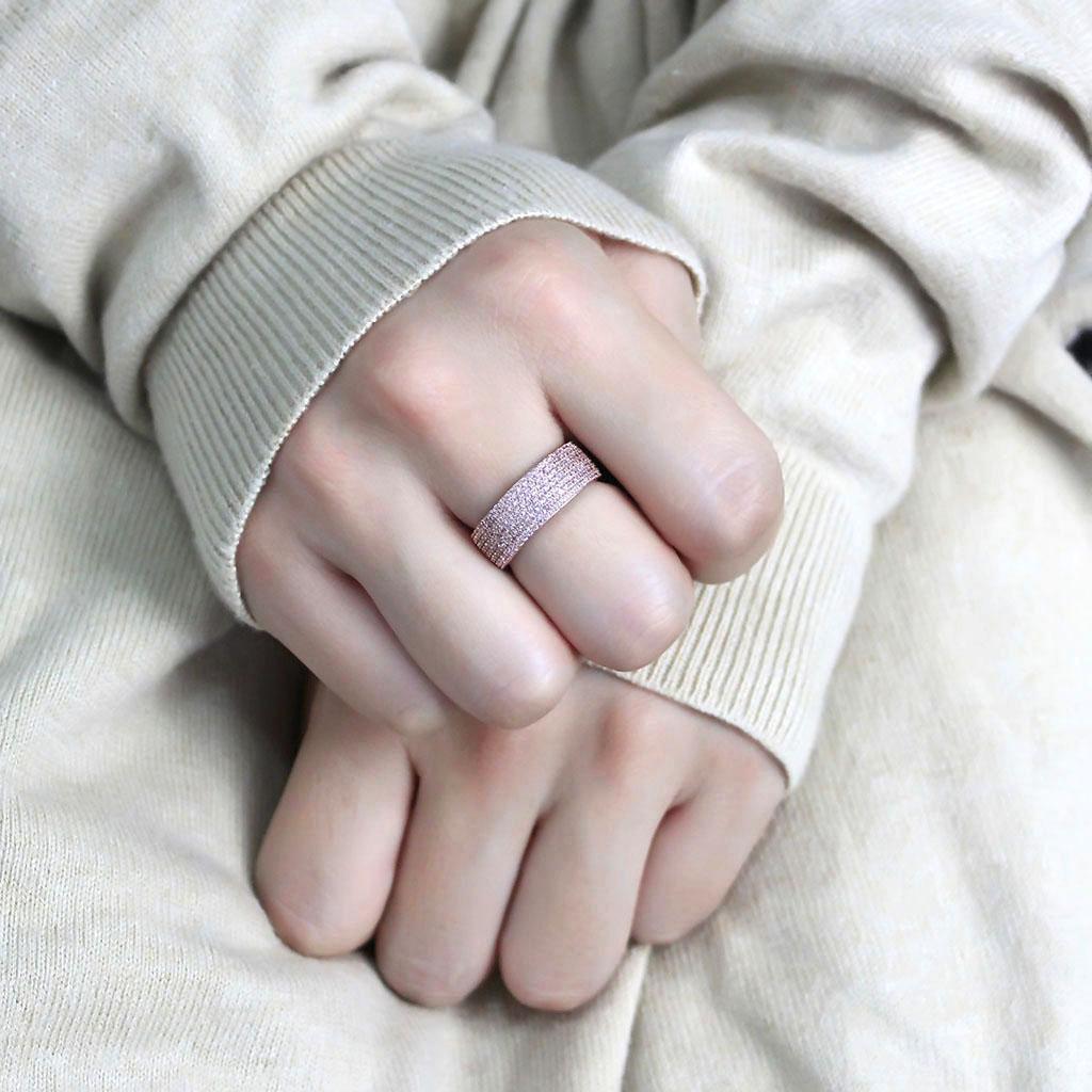 TS612 - Rose Gold 925 Sterling Silver Ring with AAA Grade CZ in Light Rose LuxuryLifeWay Online Store