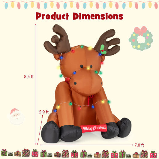 8.5 Feet Tall Christmas Inflatable Reindeer with 24 LED String Lights LuxuryLifeWay Online Store