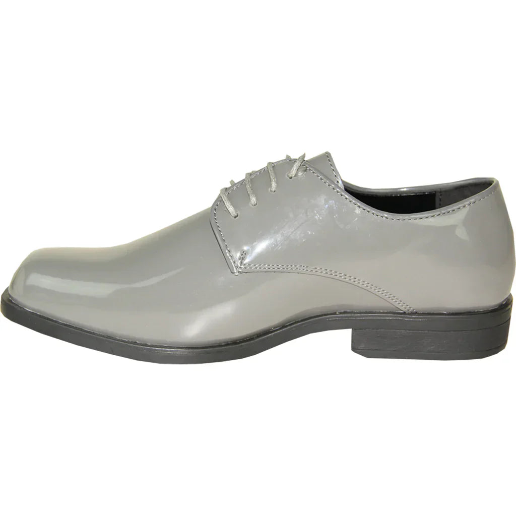 VANGELO Men Dress Shoe TUX-1 Oxford Formal Tuxedo for Prom & Wedding Grey Patent LuxuryLifeWay Online Store