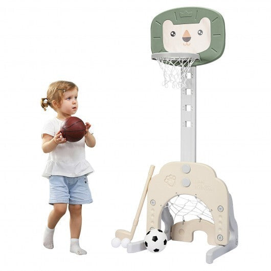 3-in-1 Adjustable Kids Basketball Hoop Sports Set-Yellow LuxuryLifeWay Online Store