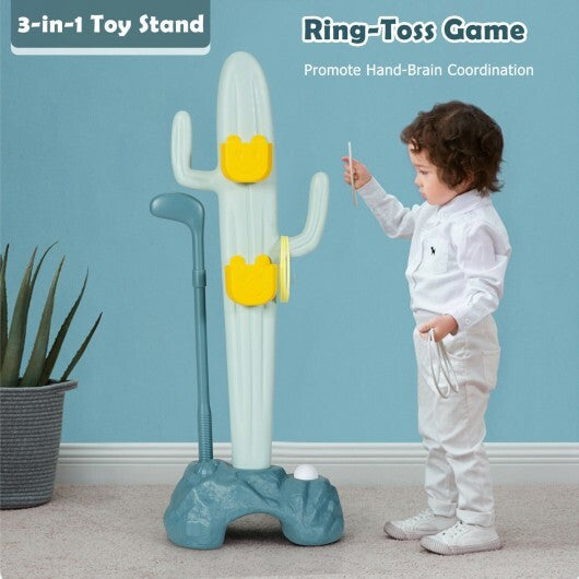 3-in-1 Cactus Toy Stand Sports Activity Center with Golf and Ring-Toss - Color: Green LuxuryLifeWay Online Store
