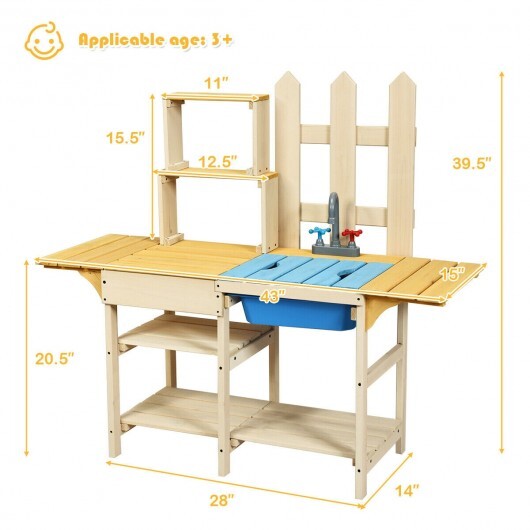 Kid's Outdoor Wooden Pretend Cook Kitchen Playset Toy LuxuryLifeWay Online Store
