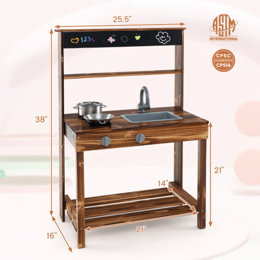 Outdoor Mud Kitchen for Kids with Rotatable Faucet and Removable Sink-Natural LuxuryLifeWay Online Store