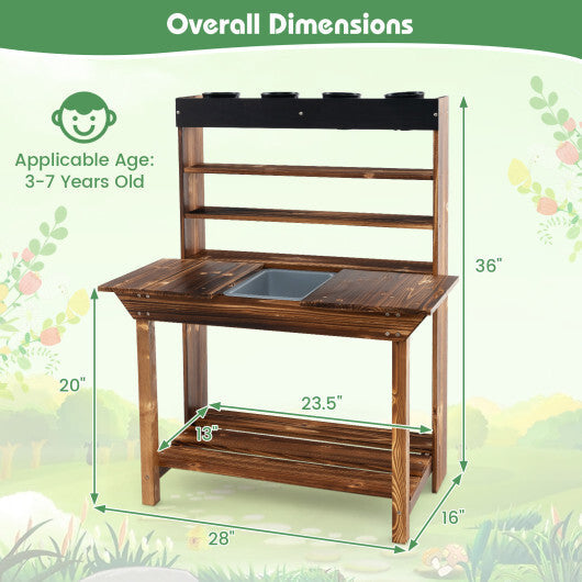 Wooden Potting Bench Table Outdoor Mud Kitchen with Solid Fir Wood Frame-Natural LuxuryLifeWay Online Store