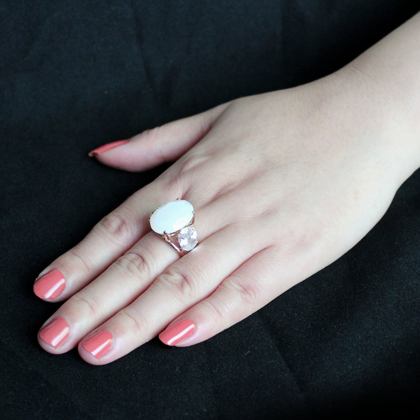 TK3788 - IP Rose Gold(Ion Plating) Stainless Steel Ring with Synthetic in Fireopal LuxuryLifeWay Online Store