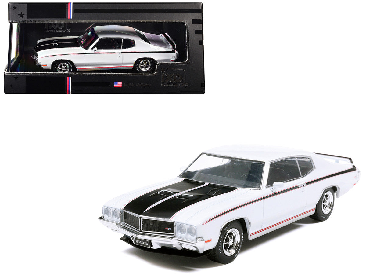1970 Buick GSX Apollo White with Black and Red Stripes 1/43 Diecast Model by IXO Models LuxuryLifeWay Online Store