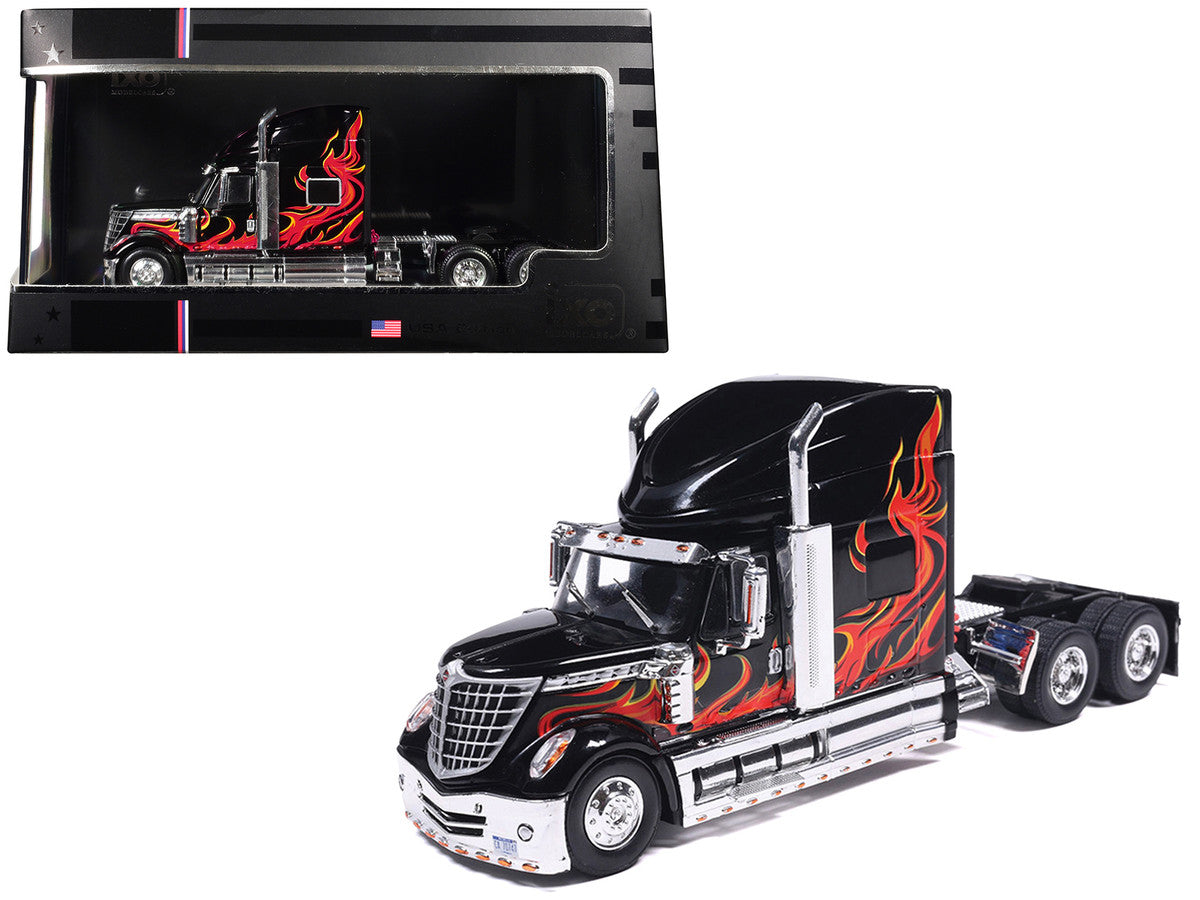 2010 International Lonestar Truck Tractor Black with Flame Graphics 1/64 Diecast Model by IXO Models LuxuryLifeWay Online Store