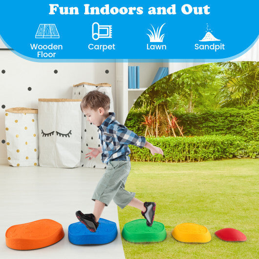 5 Pieces Kids Stepping Stones Stackable Round Indoor Outdoor-Multicolor LuxuryLifeWay Online Store